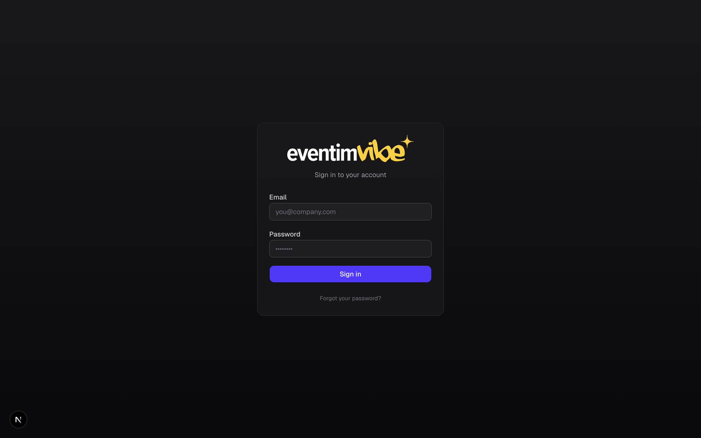 Login page