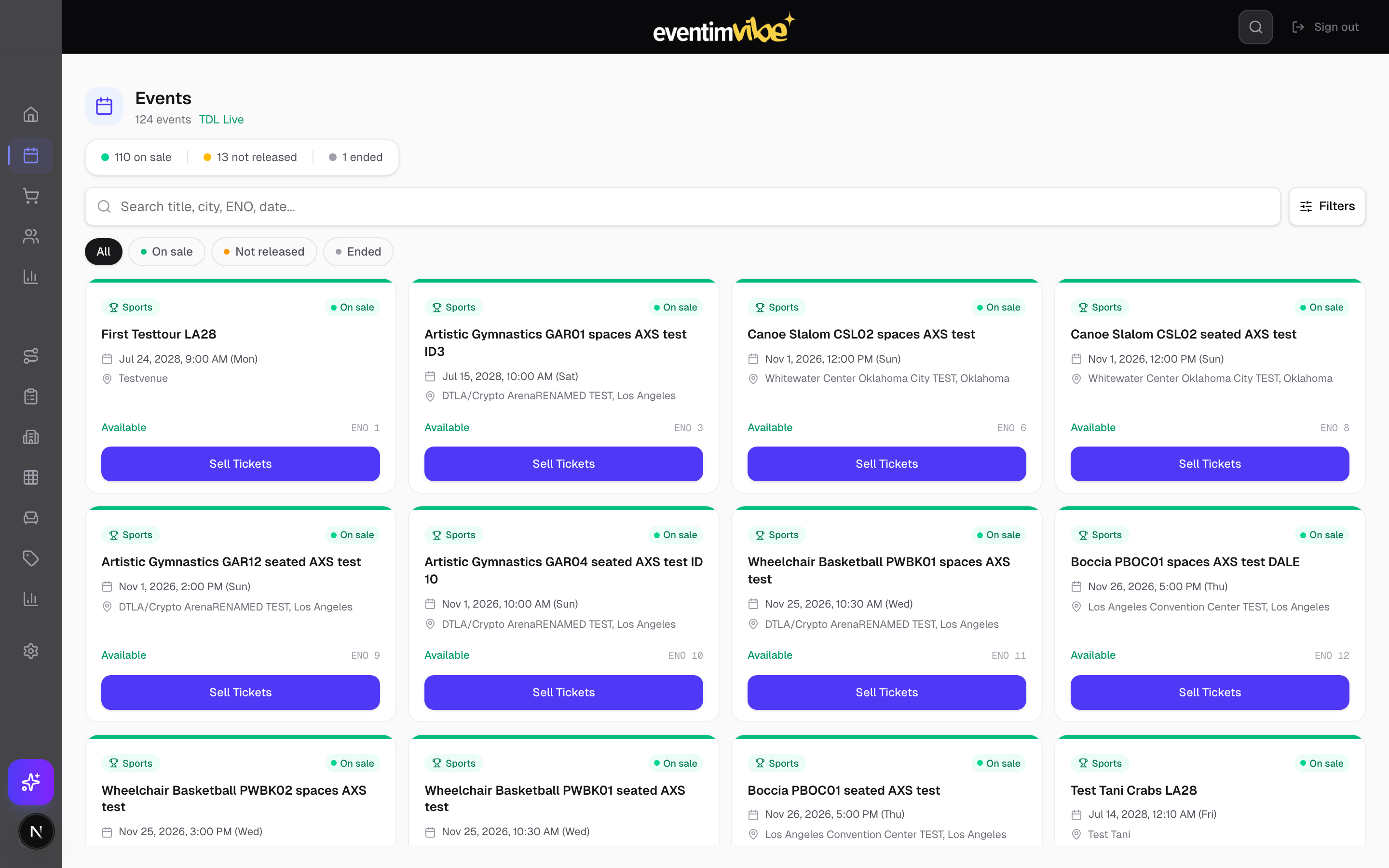 Events list