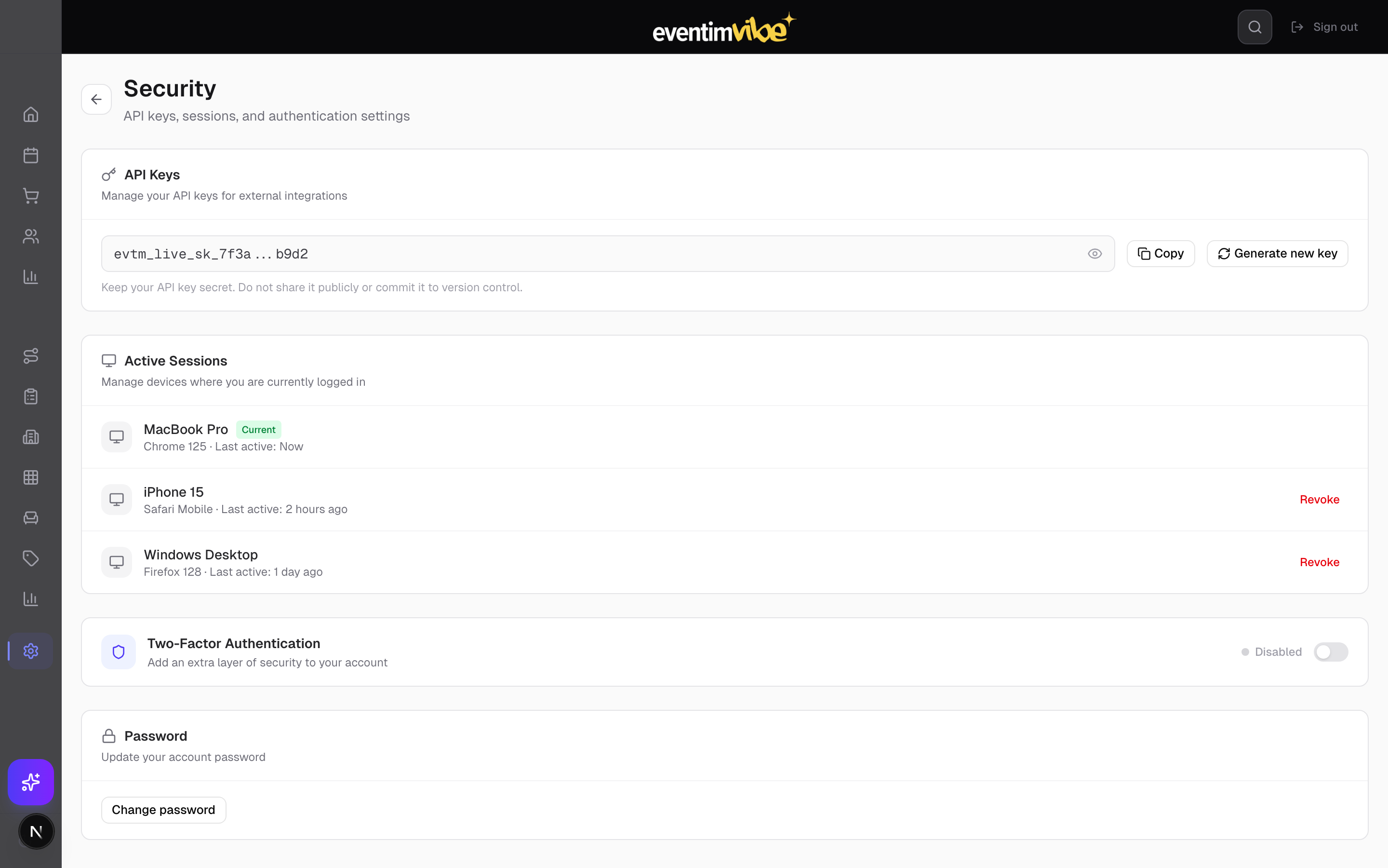 Security settings