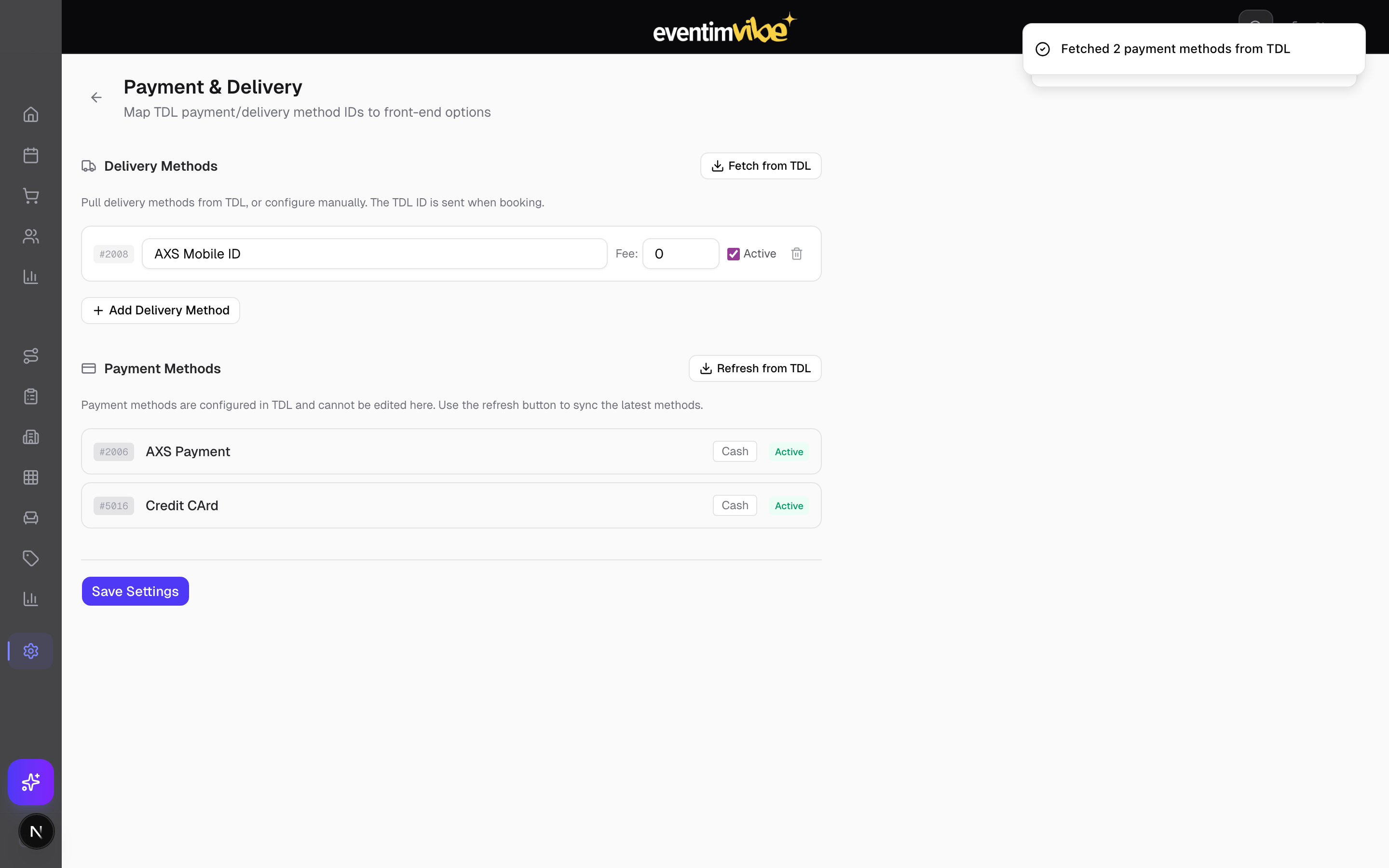 Payment settings