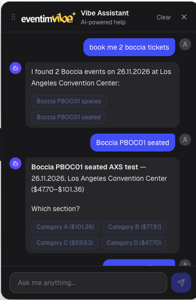 AI Assistant selling tickets